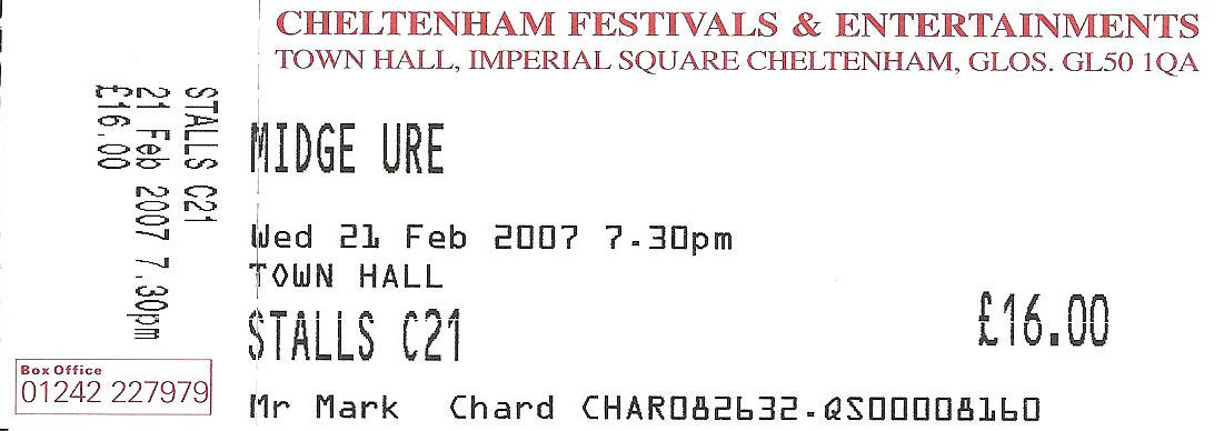 Midge Ure Ticket